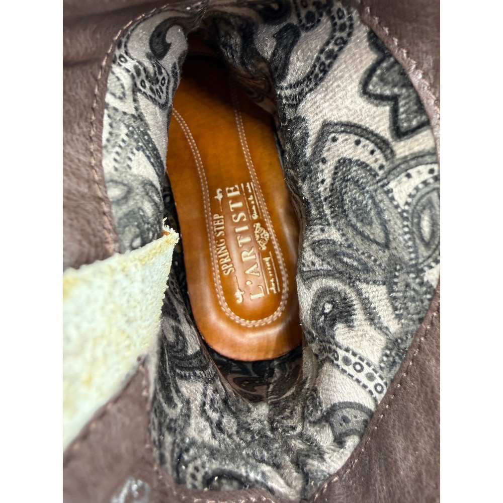 L'Artiste Spring Step Galop-CA Tan Leather Floral Western Ankle Boots Womens 41 - Picture 12 of 16